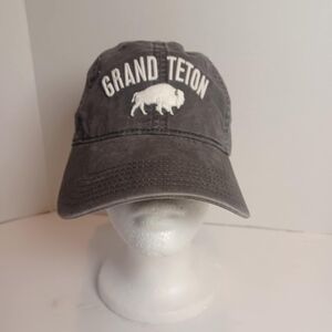 Grand Teton National Park Baseball Hat Cap Buffalo Legacy Grey Adjustable Cotton